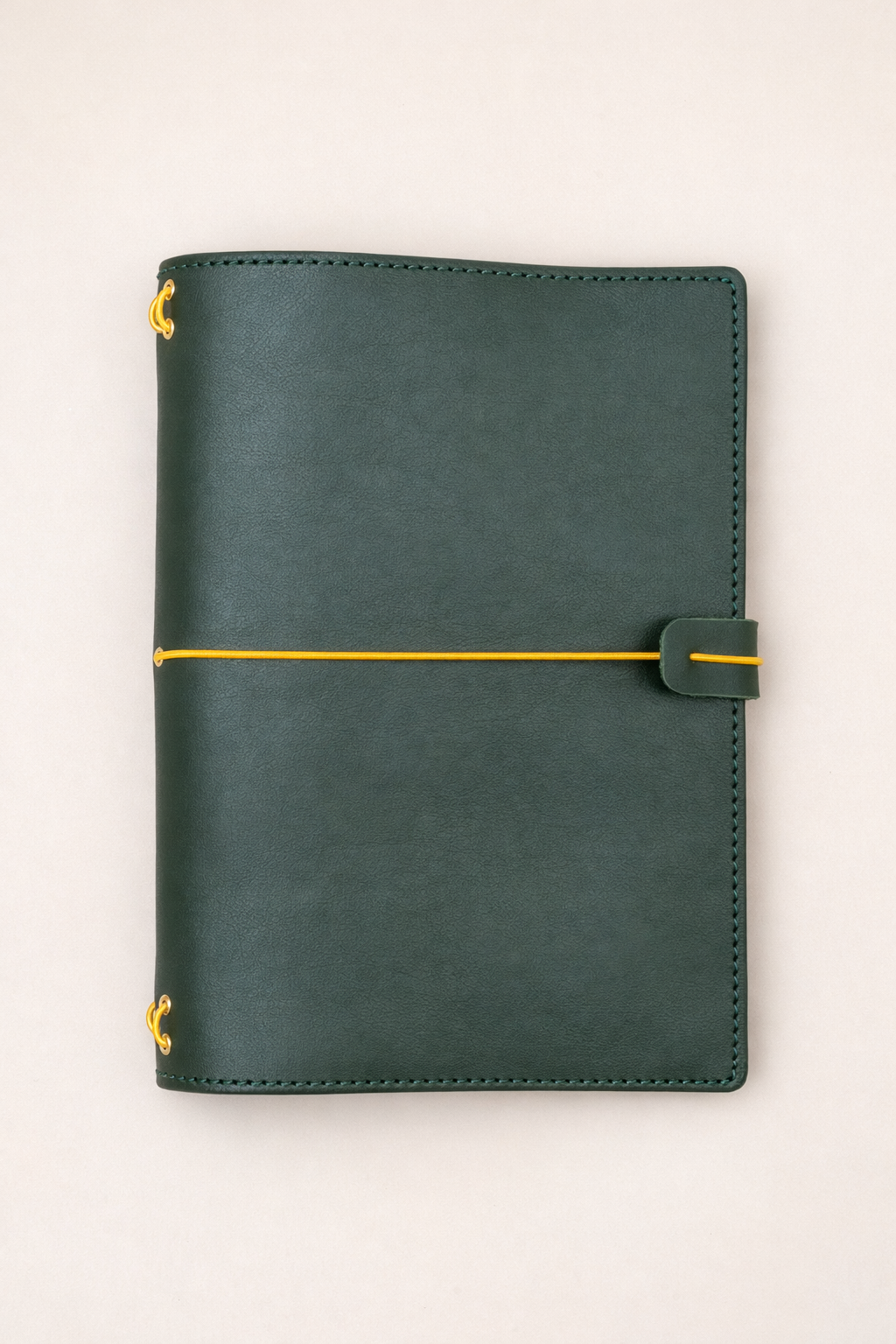 A5 leather journal cover Forrest Green colour front view