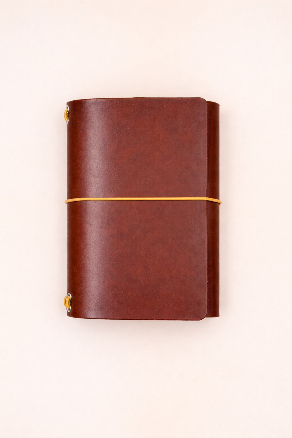 A6 tri-fold leather journal cover cognac colour